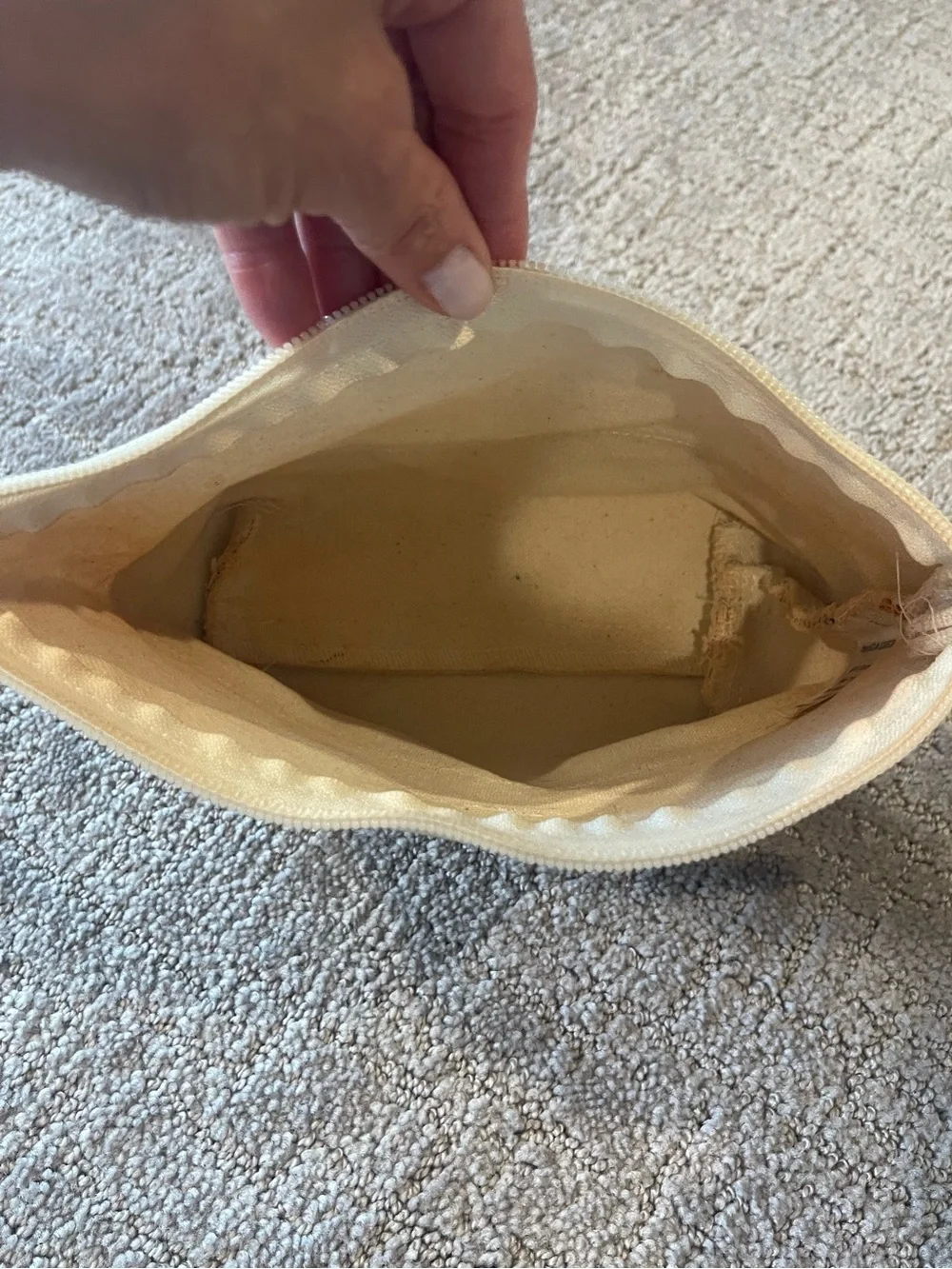 L.L. Bean Boat & Tote Canvas Travel Pouch - Cream & Red Plaid, 5”x10”